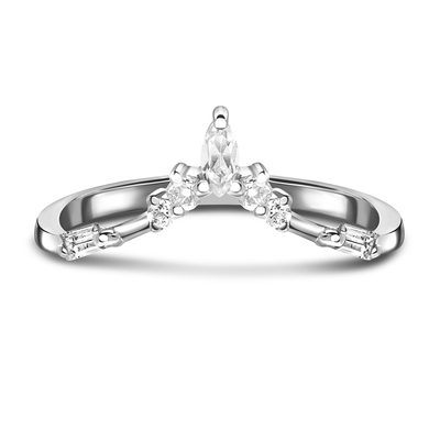 Nhẫn đính hôn đính kim cương bằng vàng trắng 9K / 10K / 14K / 18K Ngọc lục bảo tự nhiên