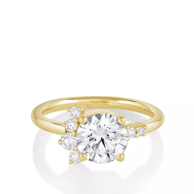 nhẫn đính hôn đính kim cương tròn Nhẫn kim cương thật vàng 14K cho phụ nữ đính hôn
