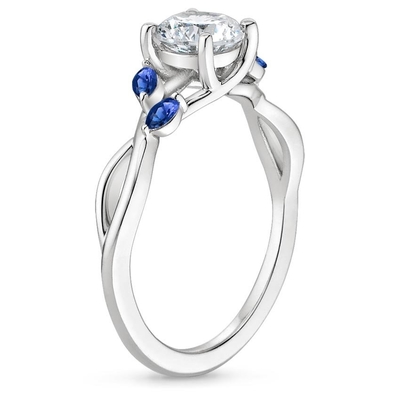 Marquise Cut Nhẫn cưới màu xanh Moissanite Vàng trắng 18K với Trang sức nữ kim cương Lab Grown