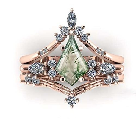 Vẻ Đẹp Của Đá Quý Quà Tặng Giáng Sinh Cho Cô 0.63CT Hình Vuông Mã Não Rêu Tự Nhiên Có Nhẫn Đính Đá Năm 925 Sterling