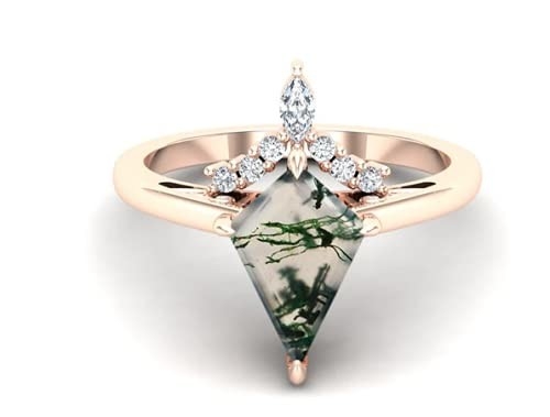 Hình Cánh Diều Đá Rêu Tự Nhiên Mã Não Đính Vintage Nghệ Thuật Quà Tặng Tình Yêu