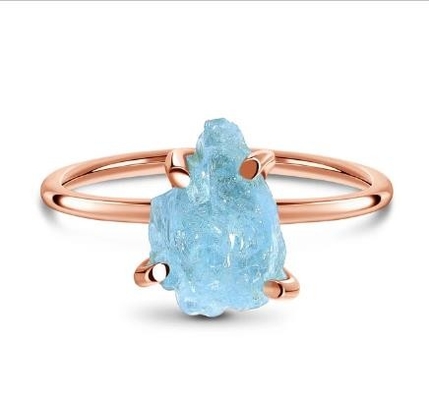 Nghệ Thuật Độc Đáo Bạc 925 Màu Xanh Tự Nhiên Thô Nhẫn Đá Mặt Trăng Thiết Kế Trang Sức