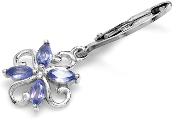 Nhánh 0.5 Carat Thiết Kế Hoa JewelersClub Nhẫn Tanzanite Nhẫn Bạc Nhẫn Trang Sức Kim Cương Trắng Điểm Nhấn
