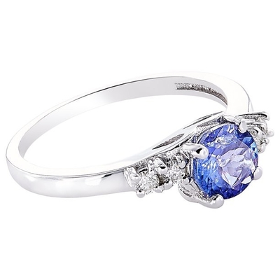 Flower Design JewellersClub Nhẫn Tanzanite Trang sức nhẫn bạc với điểm nhấn kim cương trắng