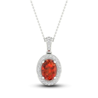Natural Citrine Lab Đã Tạo Vòng Cổ Sapphire Trắng Vàng Trắng 10K 18&quot;