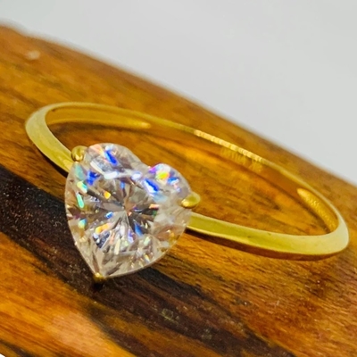 Heart Moissanite Solitaire Đính hôn/Nhẫn nữ Vàng hồng 18K