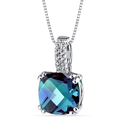 Bán Buôn Trang Sức Bạc 925 Thời Trang CZ Nữ Vòng Cổ Phòng Tạo Ra Alexandrite Mặt Dây Chuyền Đá