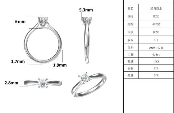 Trang Sức Bạc 925 Kim Cương Moissanite Nhẫn Đính Hôn LỜI HỨA Cho Nữ, Nhẫn Nữ