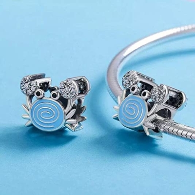 Xanh Dương Người Cá &amp; Vỏ Ngọc Trai Charm Bạc 925 Đại Dương Hạt Charm Cho Vòng Tay &amp; Vòng Cổ