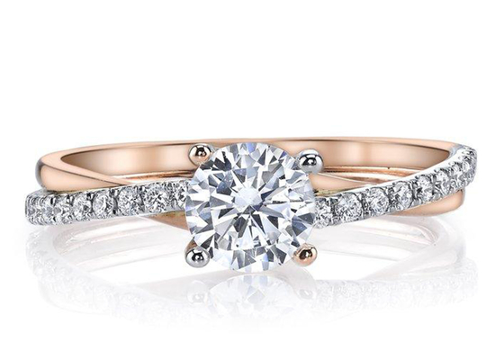 Nhẫn bạc 9K 2 tông màu với kim cương Moissanite 6mm 0,81ct