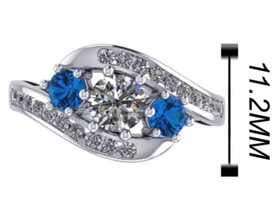 0,8 Carat Kiểu cài đặt vòng Topaz xanh lam tự nhiên cho sự đính hôn