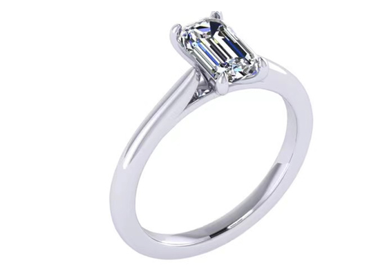 Trang sức vàng rắn 14K 1,05 Ct, Nhẫn đính hôn bằng kim cương cắt bằng ngọc lục bảo EM7,86 × 2,89MM