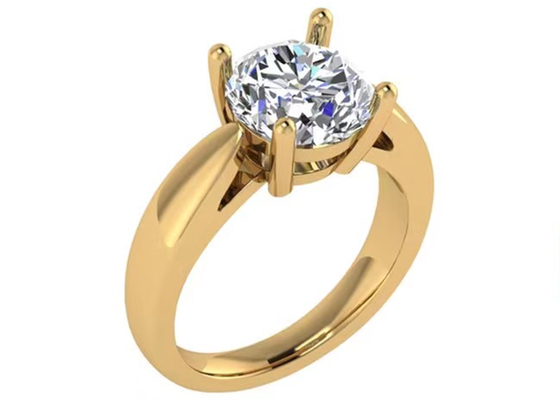 Đặt tay Đồ trang sức bằng vàng nguyên khối 14K, Nhẫn kim cương Solitaire tự nhiên cắt tròn 2,7ct