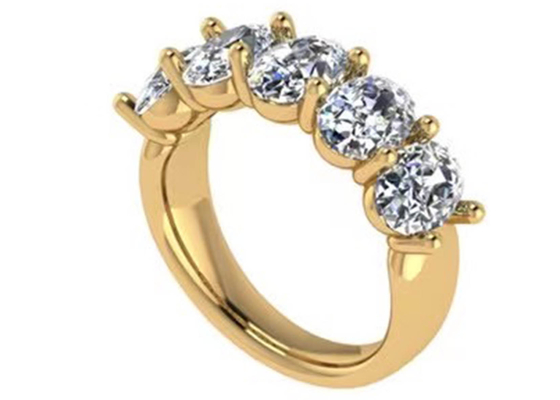 Nhẫn đính hôn vàng vàng 18k hình bầu dục 6,43x 4,7x3,03mm ODM