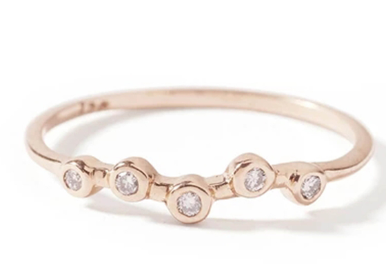 Nhẫn kim cương trang sức vàng vàng 14K nhỏ 0,10ct cho đám cưới Kích thước dây đeo 1,5mm-2,5mm