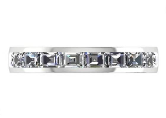 Nhẫn đính hôn vàng trắng hình tròn EM Cut, Nhẫn kim cương và vàng trắng 18k 3.0 × 2.3mm