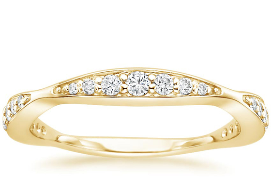 Nhẫn trang sức vàng vàng 14K đầy đủ kim cương 0,35ct 1,5mm-4,3mm Kích thước dây đeo