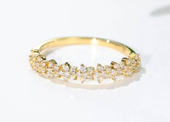 Nhẫn kim cương sao vàng 0,54ct, Nhẫn đính hôn vàng 18k 1,3mm cho nữ cô gái