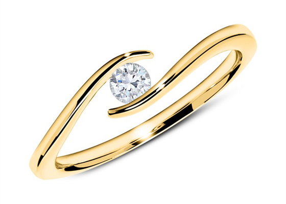 Nhẫn kim cương vàng vàng 14k Solitaire Cắt tròn 1,5mm bằng kim cương 0,10ct