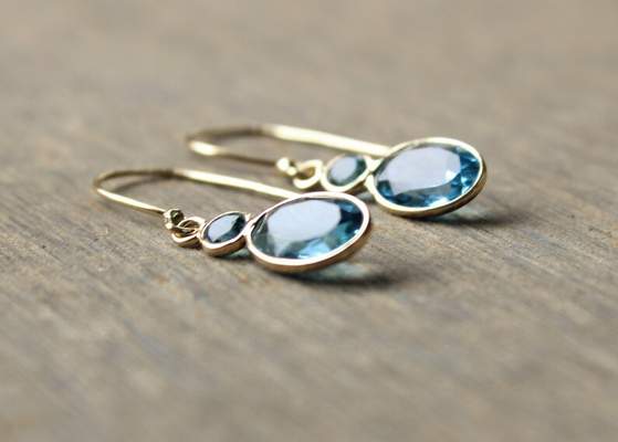 Đồ trang sức vàng 14k thủ công, Hoa tai vàng 14k tự nhiên Đá quý Topaz