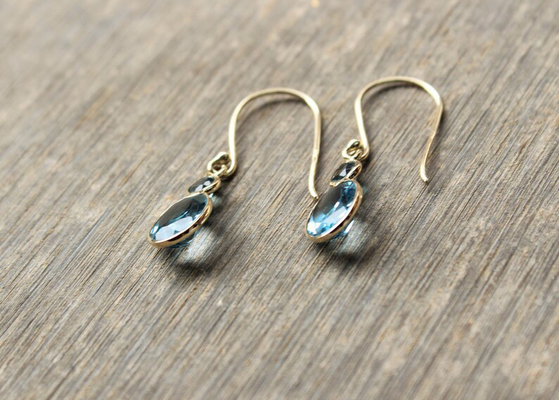 Đồ trang sức vàng 14k thủ công, Hoa tai vàng 14k tự nhiên Đá quý Topaz