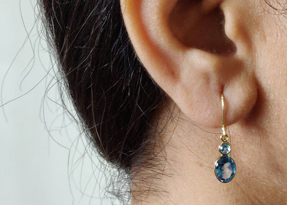 Đồ trang sức vàng 14k thủ công, Hoa tai vàng 14k tự nhiên Đá quý Topaz