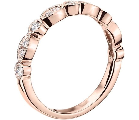 Trang sức vàng hồng 14K Nhẫn đính hôn kim cương tự nhiên Cắt tròn