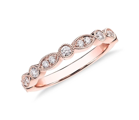 Trang sức vàng hồng 14K Nhẫn đính hôn kim cương tự nhiên Cắt tròn