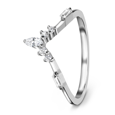 Nhẫn đính hôn đính kim cương bằng vàng trắng 9K / 10K / 14K / 18K Ngọc lục bảo tự nhiên