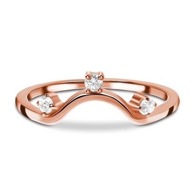 Đồ trang sức bằng kim cương thật bằng vàng hồng 14K, Nhẫn kỷ niệm bằng kim cương thật lạ mắt