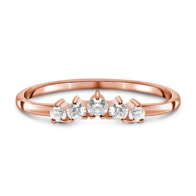 Nhẫn cưới bằng kim cương cắt thật Trang sức vàng hồng 14K rực rỡ