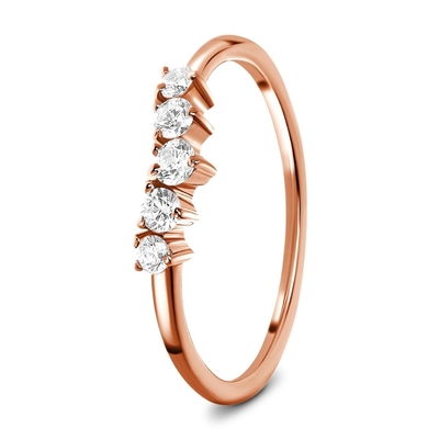 Nhẫn cưới bằng kim cương cắt thật Trang sức vàng hồng 14K rực rỡ
