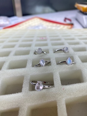 Vàng hồng 14K Ngọc trai Cắt Trang sức Mặt Trăng thanh lịch Nhẫn Mặt Trăng Đơn giản