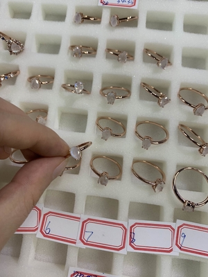 Vàng hồng 14K Ngọc trai Cắt Trang sức Mặt Trăng thanh lịch Nhẫn Mặt Trăng Đơn giản