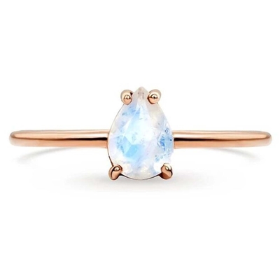 Vàng hồng 14K Ngọc trai Cắt Trang sức Mặt Trăng thanh lịch Nhẫn Mặt Trăng Đơn giản