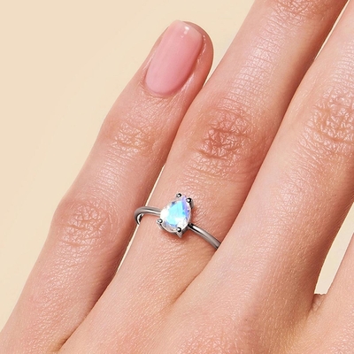 Vàng hồng 14K Ngọc trai Cắt Trang sức Mặt Trăng thanh lịch Nhẫn Mặt Trăng Đơn giản