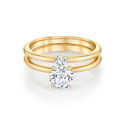 Nhẫn trang sức hợp thời trang Vàng rắn Moissanite Nhẫn đính hôn Bộ nhẫn Cắt hình trái tim Bộ nhẫn Moissanite