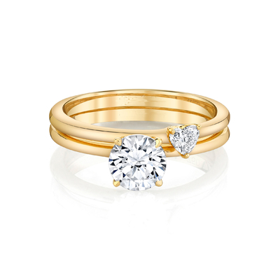 Nhẫn trang sức hợp thời trang Vàng rắn Moissanite Nhẫn đính hôn Bộ nhẫn Cắt hình trái tim Bộ nhẫn Moissanite