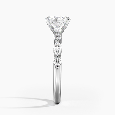 Trang sức cô dâu Vàng trắng 14K / 18K Vàng thật VVS Vòng kim cương Rực rỡ Cắt nhẫn Moissanite