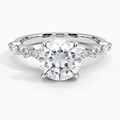 Trang sức cô dâu Vàng trắng 14K / 18K Vàng thật VVS Vòng kim cương Rực rỡ Cắt nhẫn Moissanite