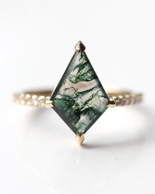 Vẻ Đẹp Của Đá Quý Quà Tặng Giáng Sinh Cho Cô 0.63CT Hình Vuông Mã Não Rêu Tự Nhiên Có Nhẫn Đính Đá Năm 925 Sterling