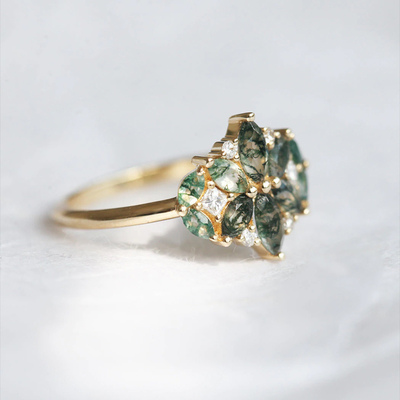 Hình Cánh Diều Đá Rêu Tự Nhiên Mã Não Đính Vintage Nghệ Thuật Quà Tặng Tình Yêu