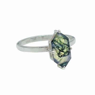 Vẻ Đẹp Của Đá Quý Quà Tặng Giáng Sinh Cho Cô 0.63CT Hình Vuông Mã Não Rêu Tự Nhiên Có Nhẫn Đính Đá Năm 925 Sterling