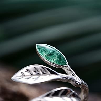 Vàng Hồng Nguyên Khối 1.25ct Lấy Cảm Hứng Từ Tự Nhiên Cụm Trang Sức Mã Não Rêu Ngọc Lục Bảo Thủy Sinh