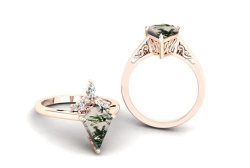 Hình Cánh Diều Đá Rêu Tự Nhiên Mã Não Đính Vintage Nghệ Thuật Quà Tặng Tình Yêu