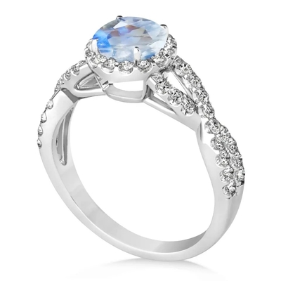 Chất Liệu Bạc Tròn Cắt Đá Mặt Trăng Trang Sức CZ Xoắn Nhẫn Đính Hôn Sinh Nhật Đá Mặt Trăng Trang Sức Đá Quý