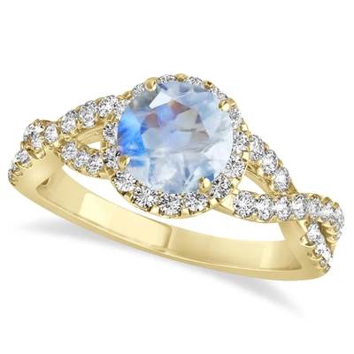 Chất Liệu Bạc Tròn Cắt Đá Mặt Trăng Trang Sức CZ Xoắn Nhẫn Đính Hôn Sinh Nhật Đá Mặt Trăng Trang Sức Đá Quý