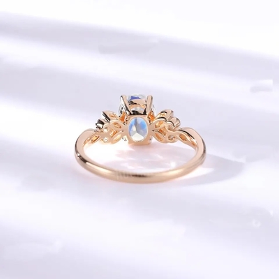 Nữ Bạc 925 Tự Nhiên Vòng Đá Mặt Trăng Xanh Thiết Kế Trang Sức