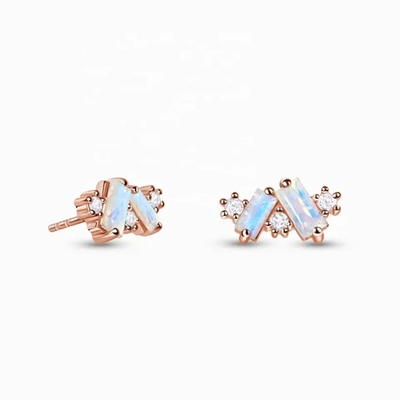 Sỉ Bộ Trang Sức Bạc 925 Mạ Vàng 14K Nữ Hạt Tòn Ten Bông Tai Đá Mặt Trăng Tự Nhiên Bông Tai Giọt