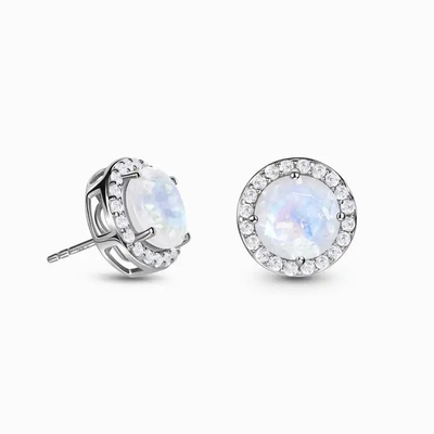 Chất Liệu Bạc 925 Tự Nhiên Đá Mặt Trăng Trang Sức Mặt Xanh Đá Mặt Trăng Đôi Hào Quang Bông Tai Đinh